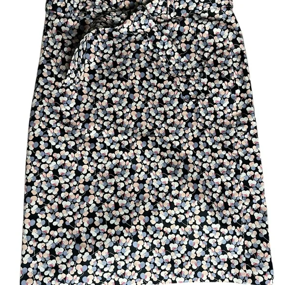 1901 Nordstrom Blue Floral Pattern Midi Skirt Belted Tie Waist Size 10 - Picture 2 of 5